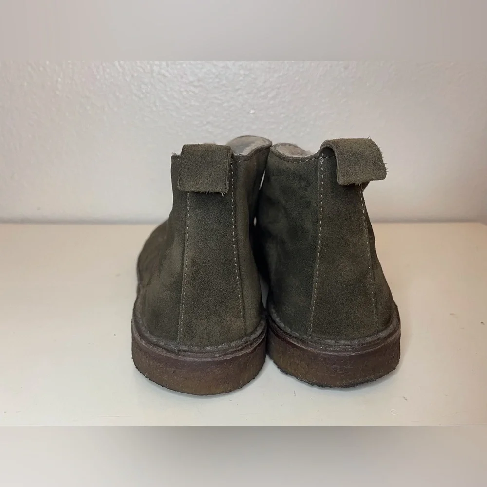 Vince Men's Chukka Olive Suede with Faux Fur‎ Boots Size 9.5